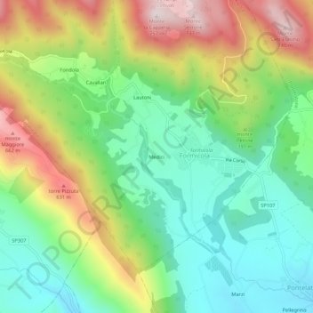 Medici topographic map, elevation, terrain