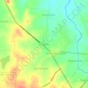 Narepalli topographic map, elevation, terrain