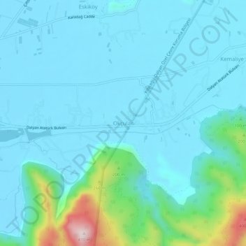 Okçular topographic map, elevation, terrain