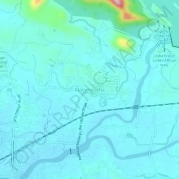 Malampuzha topographic map, elevation, terrain