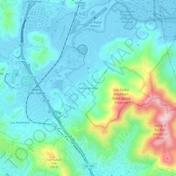 Santa Venetia topographic map, elevation, terrain