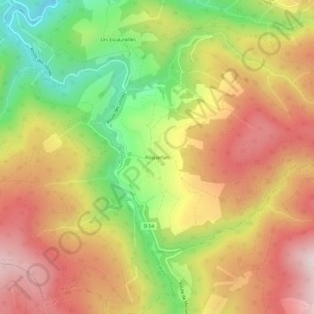 Roquerlan topographic map, elevation, terrain