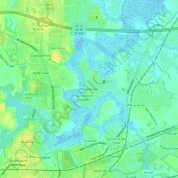 Willowbrook topographic map, elevation, terrain