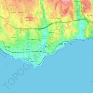 Oeiras topographic map, elevation, terrain