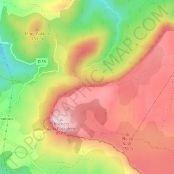 Pas Farrat topographic map, elevation, terrain