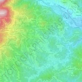 Pratrivero topographic map, elevation, terrain