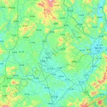 Xingning topographic map, elevation, terrain