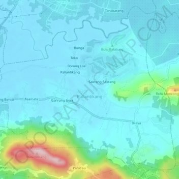 Pallantikang topographic map, elevation, terrain