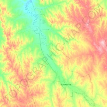 Porcupine topographic map, elevation, terrain