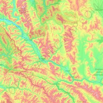 Sanders County topographic map, elevation, terrain