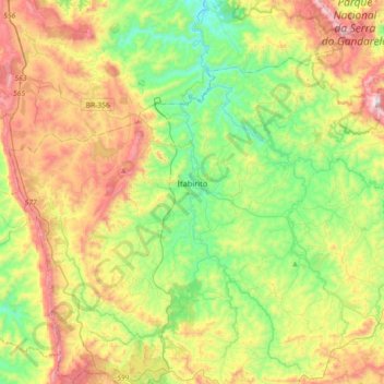Itabirito topographic map, elevation, terrain