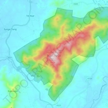 Hutan Rizab Bukit Perak topographic map, elevation, terrain