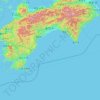 四国地方 topographic map, elevation, terrain