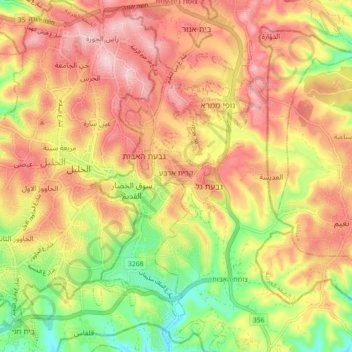Kiryat Arba topographic map, elevation, terrain