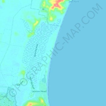 Seven Mile Beach topographic map, elevation, terrain