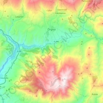 Órgiva topographic map, elevation, terrain