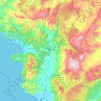 Seydikemer topographic map, elevation, terrain