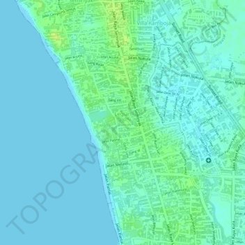 Legian topographic map, elevation, terrain