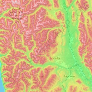 Area E (Saint Mary/Skookumchuck) topographic map, elevation, terrain