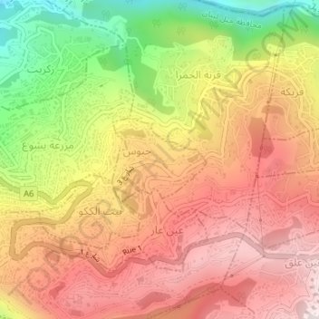 Hebouss topographic map, elevation, terrain