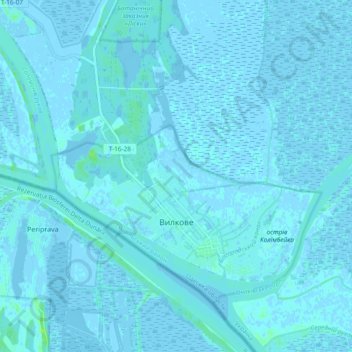 Вилкове topographic map, elevation, terrain