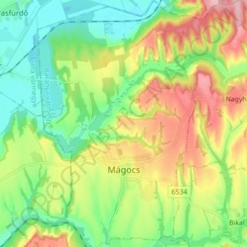 Magotsch topographic map, elevation, terrain