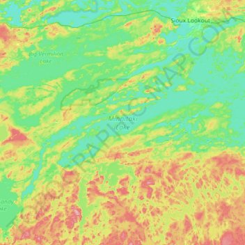 Minnitaki Lake topographic map, elevation, terrain