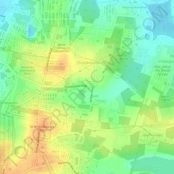 Choodasandra topographic map, elevation, terrain