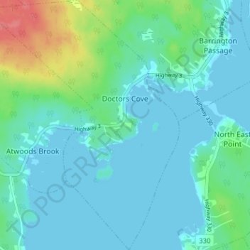 Doctors Cove topographic map, elevation, terrain