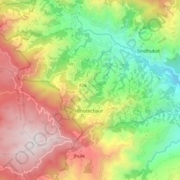 Bhotechaur topographic map, elevation, terrain