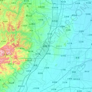 Hebi topographic map, elevation, terrain