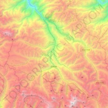 Lares topographic map, elevation, terrain