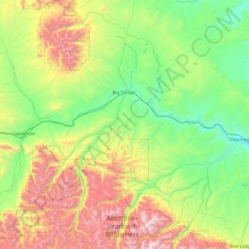 Sweet Grass County topographic map, elevation, terrain