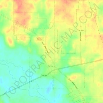 Reklaw topographic map, elevation, terrain
