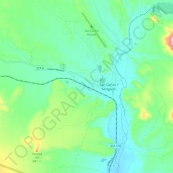 San Carlos topographic map, elevation, terrain