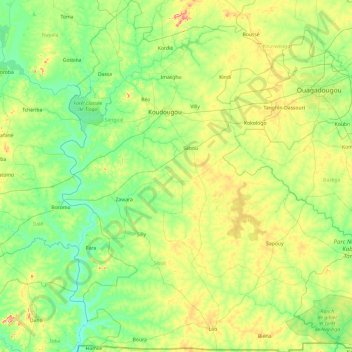 Central-West topographic map, elevation, terrain
