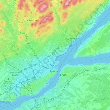 Quebec topographic map, elevation, terrain