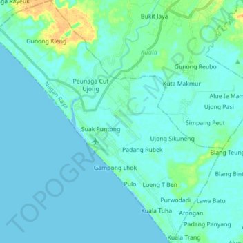 Kuala Pesisir topographic map, elevation, terrain