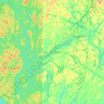 Lake Temagami topographic map, elevation, terrain