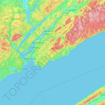 Comté de Saint-Jean topographic map, elevation, terrain