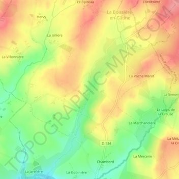 Le Moulin Blanc topographic map, elevation, terrain