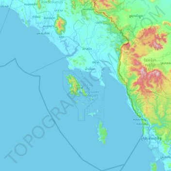 Trat Province topographic map, elevation, terrain