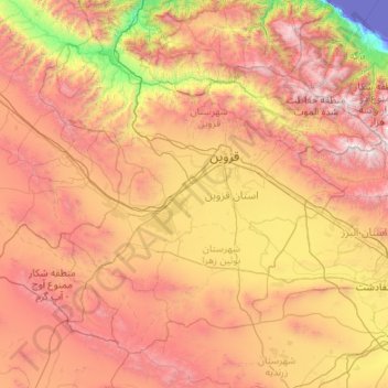 Qazvin Province topographic map, elevation, terrain