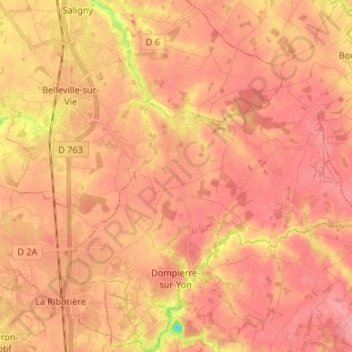 Dompierre-sur-Yon topographic map, elevation, terrain