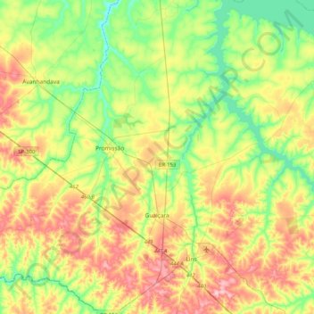 Guaiçara topographic map, elevation, terrain