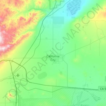 California City topographic map, elevation, terrain