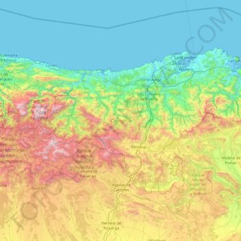 Cantabrië topographic map, elevation, terrain
