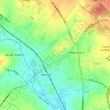 Ambler topographic map elevation - Thumbnail 