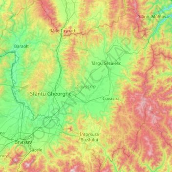 Covasna topographic map, elevation, terrain