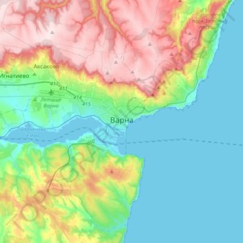 Varna topographic map, elevation, terrain
